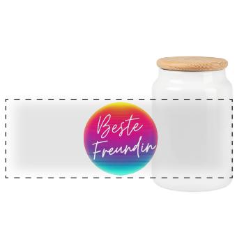 Beste Freundin! Neon kreis Personalisierbar - Panorama Keksdose mit Holzdeckel - Weiß - Vorne