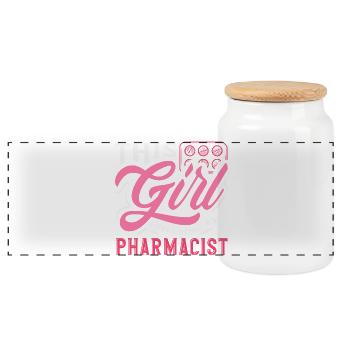 This Girl Loves Being A Pharmacist - Panoramic Cookie Jar with Wooden Lid - white - Front