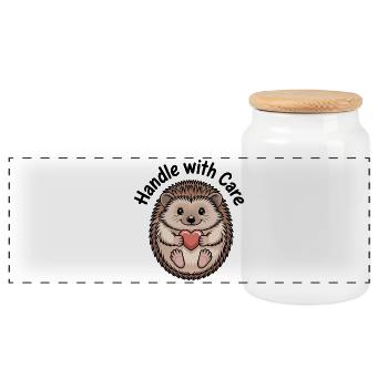 Hérisson au cœur - Boîte à biscuits avec couvercle en bois - blanc - Devant