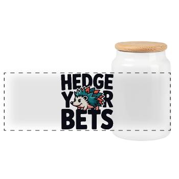 Hedge Your Bets Hedgehog - Panorama Keksdose mit Holzdeckel - Weiß - Vorne