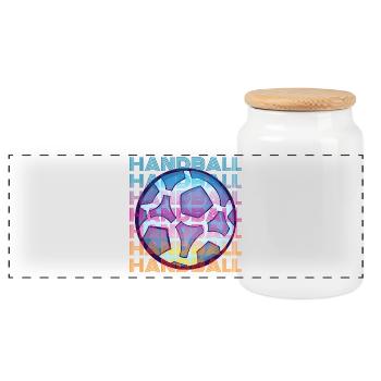 Handball vintage - Boîte à biscuits avec couvercle en bois - blanc - Devant