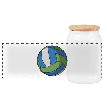 Volleyball vintage - Panoramic Cookie Jar with Wooden Lid - white - Front