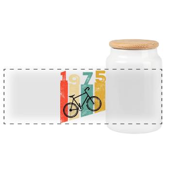 Millésime 1975 - Boîte à biscuits avec couvercle en bois - blanc - Devant