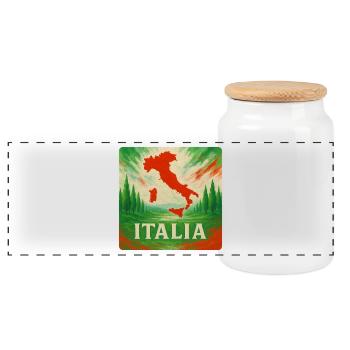 Italy Travel Design - Panoramic Cookie Jar with Wooden Lid - white - Front