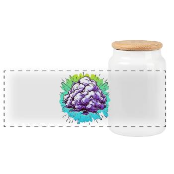 Purple Mist Ball Explosion - Panoramic Cookie Jar with Wooden Lid - white - Front
