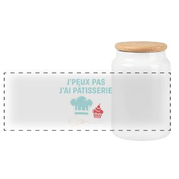 I can't I pastry - Panoramic Cookie Jar with Wooden Lid - white - Front
