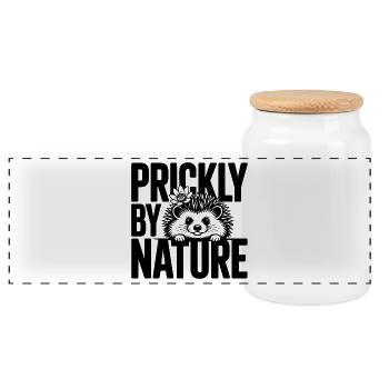 Motif piquant de la nature du hérisson - Boîte à biscuits avec couvercle en bois - blanc - Devant