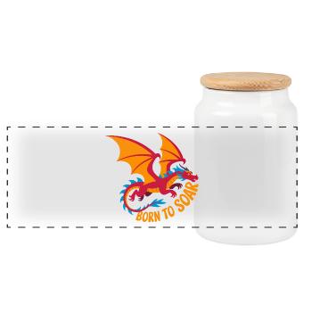Born to take off: Hang gliding - Panoramic Cookie Jar with Wooden Lid - white - Front