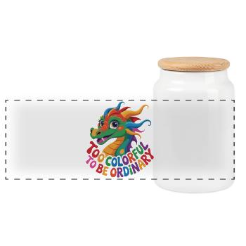 Dragon coloré autonome - Boîte à biscuits avec couvercle en bois - blanc - Devant