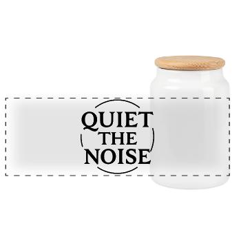 Faites taire la déclaration de bruit en cercle pour la concentration - Boîte à biscuits avec couvercle en bois - blanc - Devant