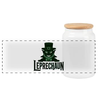 Leprechaun Grüner Kobold - Panorama Keksdose mit Holzdeckel - Weiß - Vorne