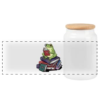 Rat de bibliothèque, grenouille Amphibien, lecture de livres Art - Boîte à biscuits avec couvercle en bois - blanc - Devant
