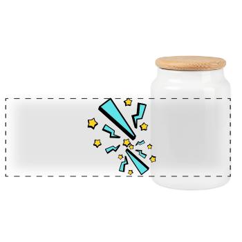 lightning bolt - Panoramic Cookie Jar with Wooden Lid - white - Front