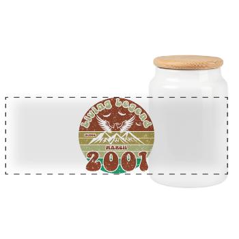 25e anniversaire : Légende vivante depuis le VIN 03/2001 - Boîte à biscuits avec couvercle en bois - blanc - Devant