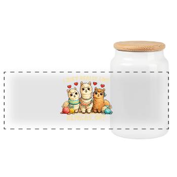 J’aime beaucoup les alpagas – les sucreries, - Boîte à biscuits avec couvercle en bois - blanc - Devant