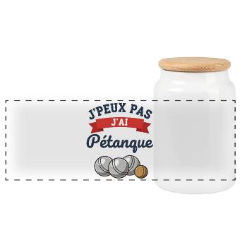 Ich kann nicht. Ich habe Pétanque gespielt. - Panorama Keksdose mit Holzdeckel - Weiß - Vorne