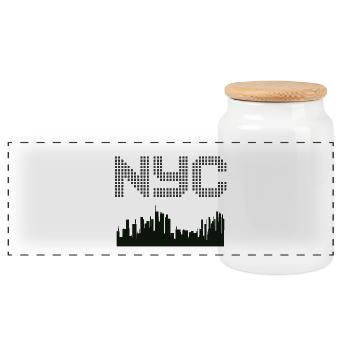 New York Pixel Skyline - Boîte à biscuits avec couvercle en bois - blanc - Devant