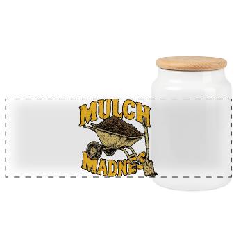 Mulch Madness-Schubkarre - Panorama Keksdose mit Holzdeckel - Weiß - Vorne
