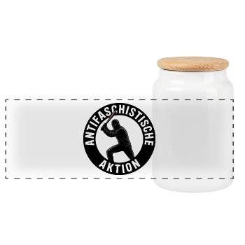 Antifascist Action - Antifa Tee - Panoramic Cookie Jar with Wooden Lid - white - Front