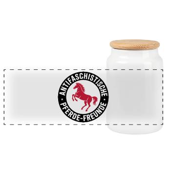 Amoureux du cheval antifasciste - Antifa Equestrian Sport - Boîte à biscuits avec couvercle en bois - blanc - Devant