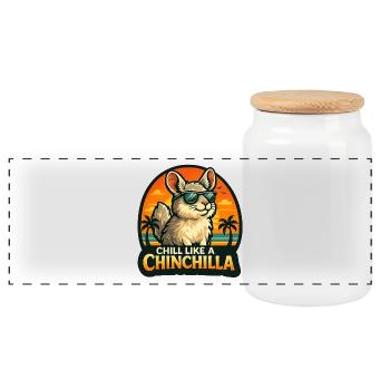 Chill wie ein Chinchilla - Panorama Keksdose mit Holzdeckel - Weiß - Vorne