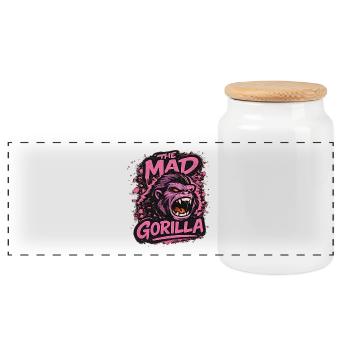 The angry gorilla - Panoramic Cookie Jar with Wooden Lid - white - Front
