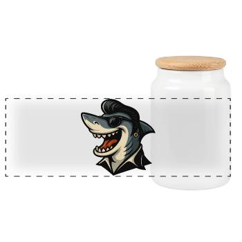 Requin avec style - Boîte à biscuits avec couvercle en bois - blanc - Devant