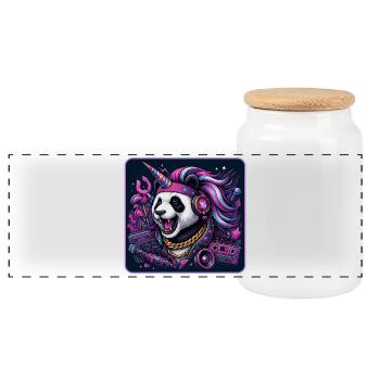 Parti des Pandas Licornes - Boîte à biscuits avec couvercle en bois - blanc - Devant
