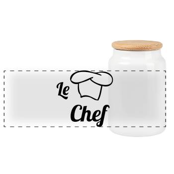 Chef - Cuisine - Cuisinier - Boîte à biscuits avec couvercle en bois - blanc - Devant