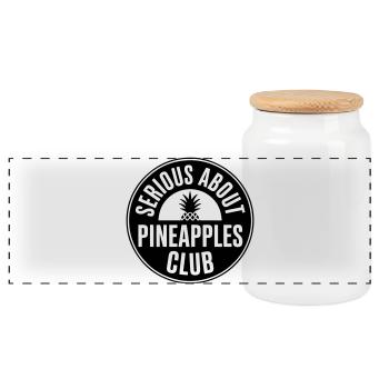 Ananas - Serious about pineapple club - Panorama Keksdose mit Holzdeckel - Weiß - Vorne