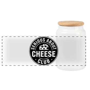 Käse - Serious about cheese club - Käseliebhaber - Panorama Keksdose mit Holzdeckel - Weiß - Vorne