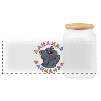 Laughing Cat Burst - Panoramic Cookie Jar with Wooden Lid - white - Front