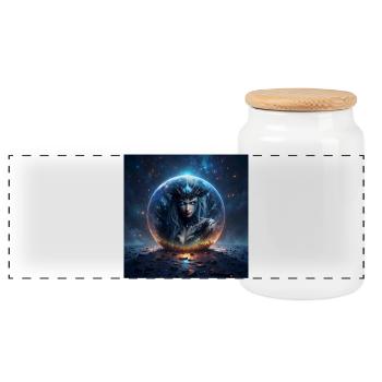 Reina de Hielo en Cúpula Estelar - Panoramic Cookie Jar with Wooden Lid - white - Front