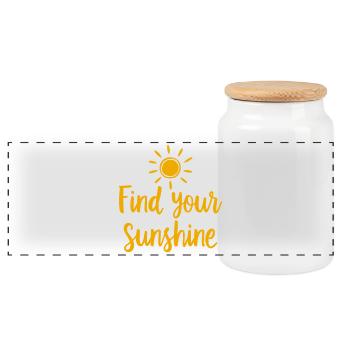 Find Your Sunshine Positives Statement mit Sonne - Panorama Keksdose mit Holzdeckel - Weiß - Vorne