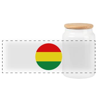 Bolivia round flag - Panoramic Cookie Jar with Wooden Lid - white - Front