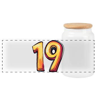 19 Number Colorful - Panoramic Cookie Jar with Wooden Lid - white - Front