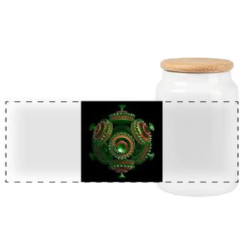 Grünes Fraktal-Kaleidoskop - Panorama Keksdose mit Holzdeckel - Weiß - Vorne