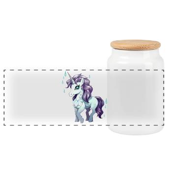 Unicorn Crystal Rain - Panoramic Cookie Jar with Wooden Lid - white - Front