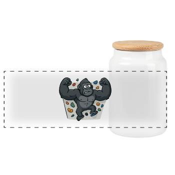 Drôle de bloc de gorille – Dessin animé - Boîte à biscuits avec couvercle en bois - blanc - Devant