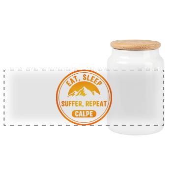 Mange, dors, souffre, recommence le Calpe - Boîte à biscuits avec couvercle en bois - blanc - Devant