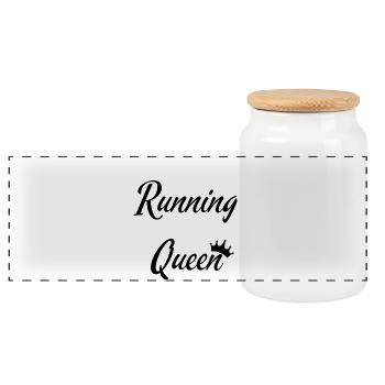 Running Queen - Panorama Keksdose mit Holzdeckel - Weiß - Vorne