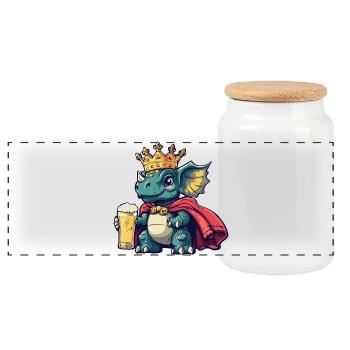 Dinosaure triceratops beer king - Boîte à biscuits avec couvercle en bois - blanc - Devant
