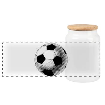 Black and White Sketch Balloon - Panoramic Cookie Jar with Wooden Lid - white - Front