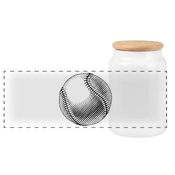 Balle Baseball Gravée Linéaire - Boîte à biscuits avec couvercle en bois - blanc - Devant