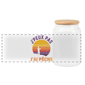 I can't I fished in the sun - Panoramic Cookie Jar with Wooden Lid - white - Front
