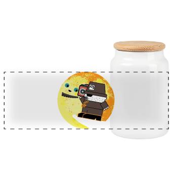Pixel P.I. Moon Chase - Panorama Keksdose mit Holzdeckel - Weiß - Vorne