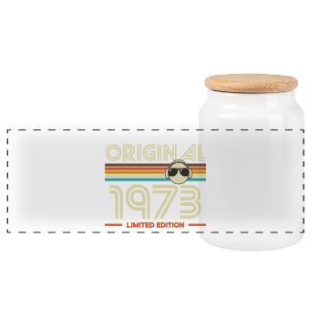 Vintage 1973 Limited Edition - Panorama Keksdose mit Holzdeckel - Weiß - Vorne
