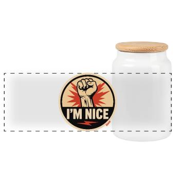 Déclaration de « Je suis gentil » - Boîte à biscuits avec couvercle en bois - blanc - Devant