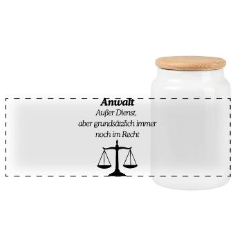Lawyer always in the right - Panoramic Cookie Jar with Wooden Lid - white - Front