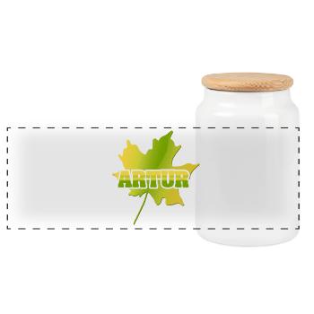 Maple Leaf Artur - Panoramic Cookie Jar with Wooden Lid - white - Front